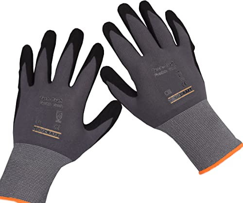 TECH-CRAFT® Gants de travail flexibles au toucher | Gants de montage respirants | Compatibles avec écran tactile | Testé selon la norme EN388:2016-4131X | Gants de protection (taille 9, 3 paires)