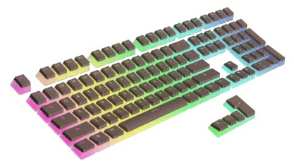 Ranked Pudding PBT Keycaps | 112 Double Shot Translucent ANSI US & ISO Layout | OEM Profile for RGB Mechanical Gaming Keyboard (Coffee Quartz)