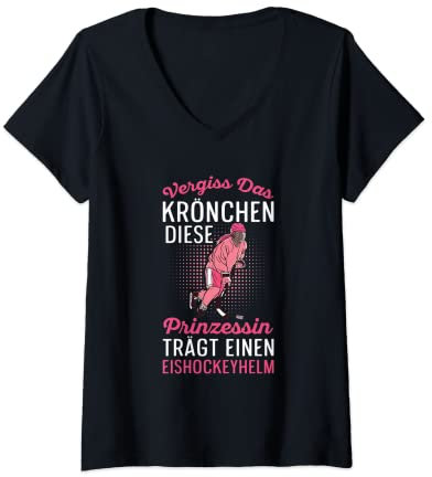 Damen Eishockey Diese Prinzessin Trägt Einen Eishockeyhelm T-Shirt mit V-Ausschnitt