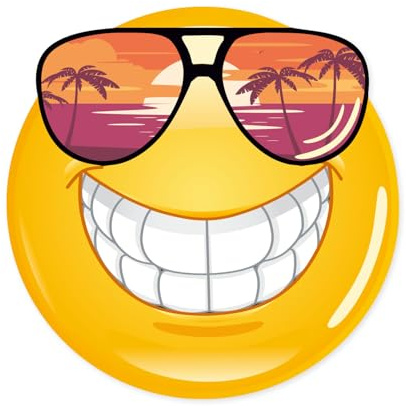 Smile-klistermärke med solglasögon 15 cm UV-skyddslaminat väderbeständig bil motorcykel husbil självhäftande sommar vår I kfz749