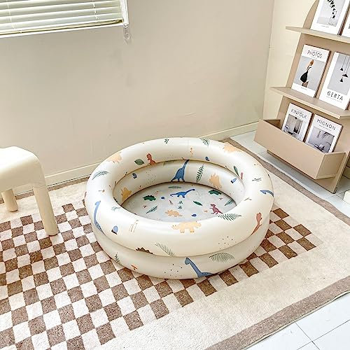 Inflatable Dinosaur Round Swimming Pool for Kids - Fun Bath Toy for Swimming, Playing and Bathing (Fun beige dinosaur pool)