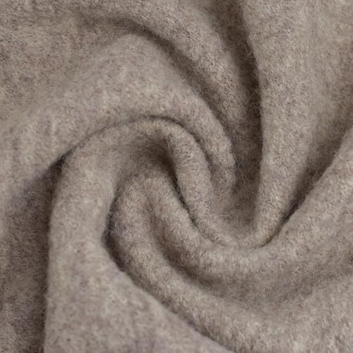 Walkstoff NAOMI Melange aus 100% Schurwolle | Gekochte Wolle | Meterware ab 50 cm | 390 g/m² | OEKO-TEX Standard 100 | mulesingfrei | viele Farben | Wollwalk für Jacken Mäntel Overalls (beige)