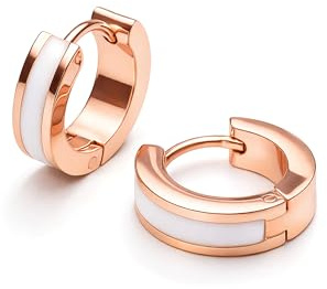 THIORA Creolen Ohrringe Damen Edelstahl Emaille 13 mm | Wasserfest | nickelfrei | hautfreundlich | kleiner Hoop | Geschenkbox