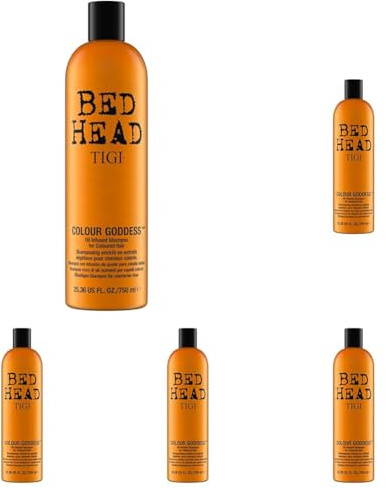 Bed Head by TIGI 750ml Colour Goddess Shampoo Multipack - 5-Pack XXL Colour Protect, Salon Professional Shampoo for Dry, Damaged & Coloured Hair, Enhances Gloss & Shine for Smooth Frizz Control