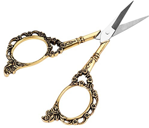Vintage-Stickschere, Edelstahlschere, 10,9 Cm, Kleine Vintage-Nähschere, Bastelschere, Stickschere Zum Nähen, Häkeln, Kunst, Handarbeiten, Schere (GOLD)