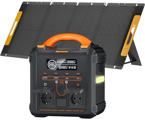 Newsmy 551,25 Wh Tragbares Powerstation mit Solarpanel 100 W, Solargenerator LiMnFePO4-Akku für Camping-Backup zu Hause