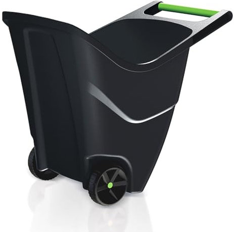 Carriola da Giardino Load&Go | Capacità 85 Litri | 57x60x71,5 cm | in Plastica | Nera | Due Ruote Rinforzate in Gomma | per Trasporto Materiali e Lavori di Manutenzione | Struttura Leggera e Stabile