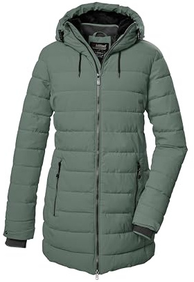 killtec dam quiltad parka/parkas med huva KOW 55 WMN QLTD PRK, gröngrå, 36, 41809-000