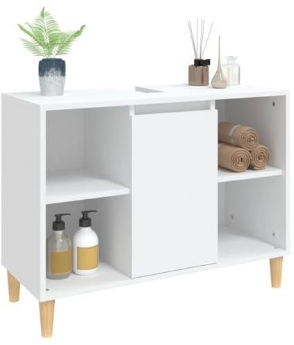Homvdxl Bathroom Sink Cabinet, Under Basin Unit Cupboard Storage Furniture, for Washbasins without Pedestal, Cabinet Only, 80x33x60 cm, White