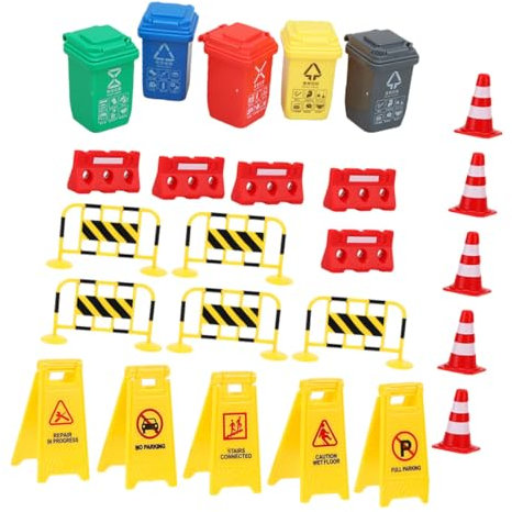 GLSTOY Straßenschilder-spielset Mit Verkehrskegeln Und Miniatur-verkehrsschildern Aus Kunststoff Für Junge Mädchen Zum Erlernen Von Verkehrszeichen Spielen in Verkehrsszenen