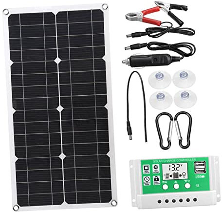 Panel Solar Controlador 25w 18v Negro para Exteriores