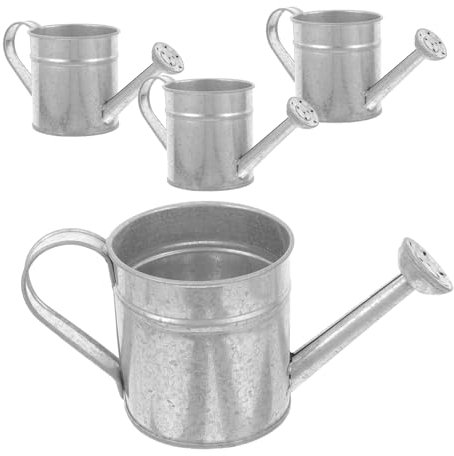 POPETPOP 4pcs Rustic Metal Flower Vase Small Bucket Handle Decorative Garden Planter Galvanized Metal Vase for Flowers Outdoor Plant Pots
