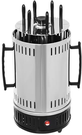 Vertikaler Elektrogrill Elektrische Drehgrillmaschine mit 6 Spießen 1000W für Kebab Shawarma Haushalt Gastronomie 20x37.5cm