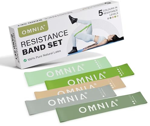 OMNIA Resistance Bands Set for Home Workouts – Durable Exercise Bands for Strength Training, Yoga, Pilates, Physio – 5 Resistance Levels – Unisex Fitness Bands (Green)