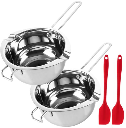 STARVAST 2 Stück 1000ml Schokofondue Schmelztopf, Edelstahl 304 Wachsschmelztopf, Wasserbad Topf für Schokolade Schmelzen, Wasserbad Schmelzschale für Zucker Butter Käse Karamell
