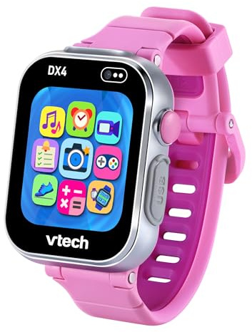 VTech - KidiZoom Smartwatch DX4, Color Rosa, Cámara Dual para Fotos y Selfies, Juegos, Podómetro, Pantalla Vertical a Color, Reproductor de música, Versión ESP