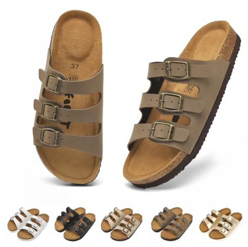 Wizshoe Sandalias Mules Mujer Pantuflas Ajustables Chanclas Marrón 40 EU