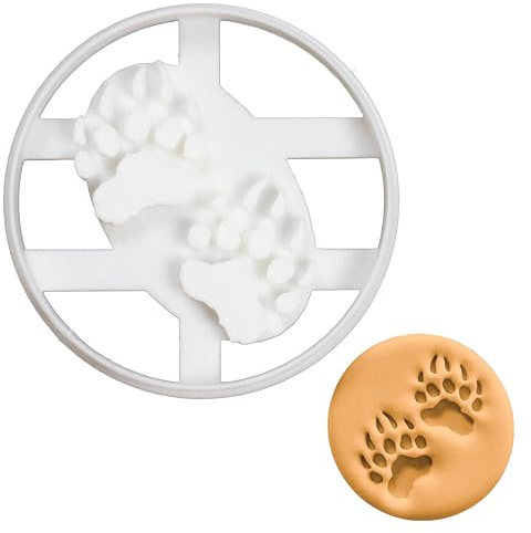 BAKERLOGY Bear Paw Prints Cookie Cutter - Detailed Biscuit Cutter Design for Baking and Crafts, Ideal on Fondant, Dough, Clay