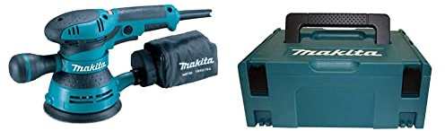 Makita BO5041 Ponceuse excentrique 300 W Ø 125 mm Bleu & COFFRET MAKITA DE TRANSPORT MAKPAC2 395x295x157 MM (coffret nu) - 821550-0