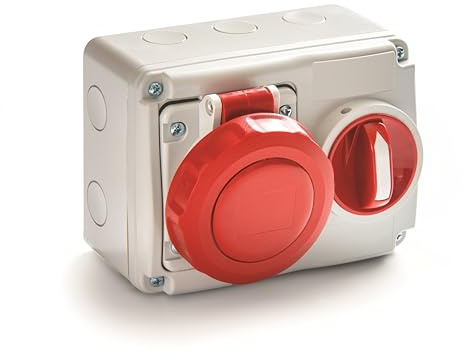 ROSI Presa interbloccata, grigio/rosso, 16a 3p+t ip67