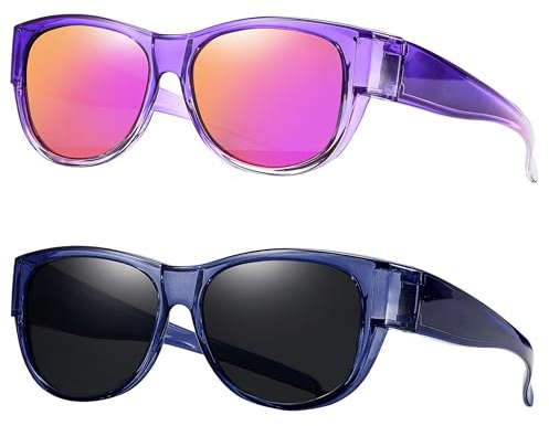 Überzieh Sonnenbrille Damen Polarisiert über Normale Brille Verspiegelt Herren TR90 Ultra Leicht Groß Mode Rund Fahrerbrillen