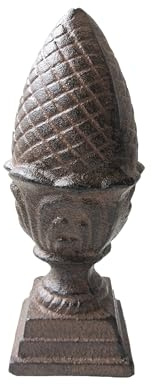Dehner Figurine décorative Pommes de pin, diamètre 8,8 cm, Hauteur 22 cm, Fonte, Marron