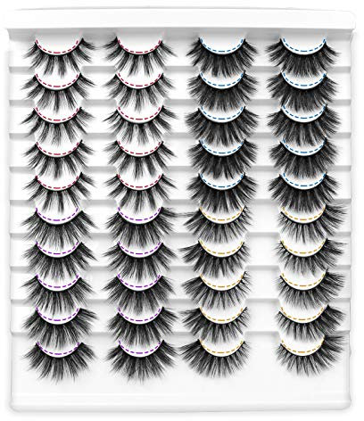 Ciglia Finte 3D Naturale Multipack 20 Paia, Pure Fatte a Mano Ciglia Finte Lungo Ingombrante Spessore Extension Ciglia Moda per il Trucco, Matrimoni di Feste (4 stili)