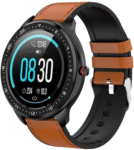 Smart Watch ECG Exercise Meter Step Heart Rate ECG Monitoring Watch (3_Brown leather belt)