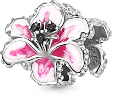 GNOCE Fleur Pendentif Charm 925 argent sterling Dangle Charms Fit Bracelets/Collier Bijoux Cadeau Pour Femme Fille Épouse Fille (Lys)