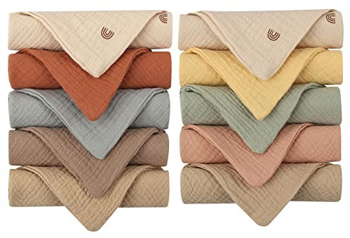 Reoyloep Waschlappen für Baby, 10-Pack Handtuch waschen Quadrate 23x23cm/9.06x9.06 Baby Burp Tuch Baumwolle Gesichtstücher Super Soft
