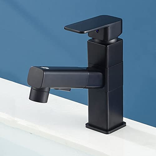 Rubinetto Bagno con Doccetta Estraibile Miscelatore Lavabo Bagno Monoforo Rubinetti Bagno Estraibile,nero