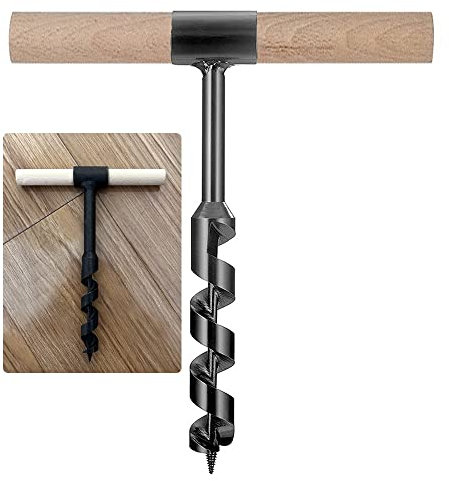 Trapano manuale per legno, punta multiuso per sopravvivenza manuale con un bastone di legno, a coclea a mano per la lavorazione del legno con foro per fissare i chiodi della tenda per(0.79IN-7.89IN)