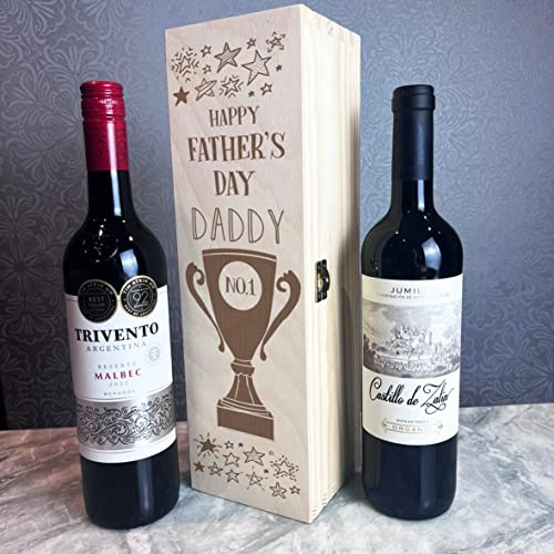 Wooden Wine Box, Engraved Wooden Box, Bottle Gift Box for Wine Bottle Box Gift, Champagne Box, Wine Box Gift, Dad Gifts, Unique Wooden Gift Box, Presents for Dad on Fathers Day - Gifts for Daddy