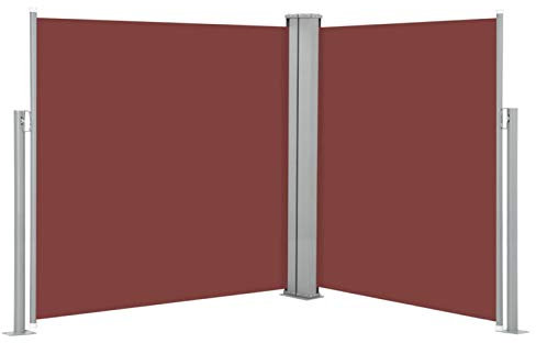 Camerina Retractable Side Awning Brown 140x600 cm,Retractable Side Awning,Outdoor Privacy Screen for Garden,Sun Shade