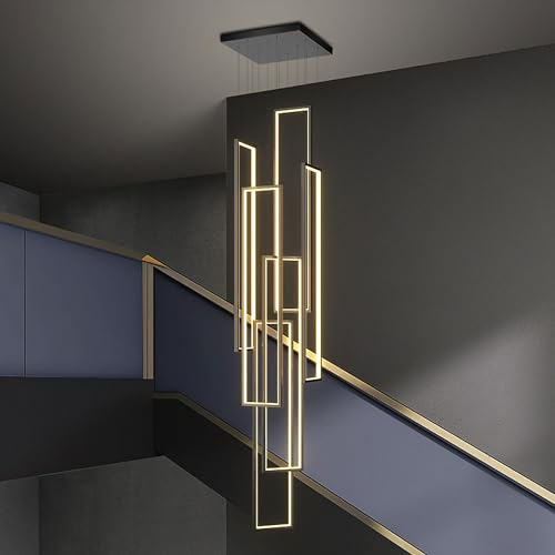 Moderna Lampada A Sospensione LED Geometria Scale Lampadario Da Soggiorno Nero Luci Pendenti Camera Da Letto Sala Da Pranzo Alberghi Lampada Regolabile In Altezza Plafoniera,6 heads dimmerabile