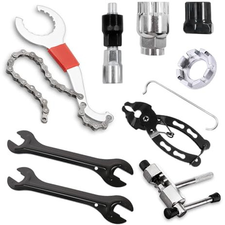 GOIEHIR Kettenpeitsche und Abzieher Set, 9 Stück Fahrrad Kettenpeitsche, Ritzelabnehmer, Cassette Lockring Tool, Kassettenabzieher, Geeignet für Kassetten-Kranz