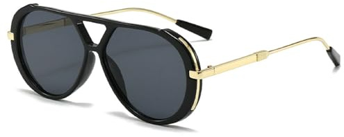 mincl Oversized Pilot Sunglasses for Women Men Trendy,Large Big Double beam Designer Fashion Vintage Shades Retro Sun Glasses (black)