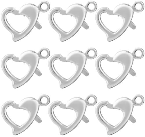 Beebeecraft 1 Box 30 Stück Herz Karabinerverschlüsse 925 Sterling Silber Plattiertes Messing Karabinerverschluss Schmuckarmbandverschlüsse Verbindungsstück Mit Biegering Für Valentinstag DIY