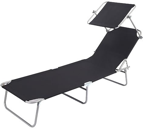 Chaise Lounge al aire libre, Chaise Lounges de patio, Sillones de patio, Tumbona con parasol y respaldo de malla, con respaldo ajustable, Patio de jardín, Patio trasero, Junto a la piscina, Playa