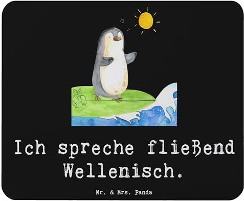 Mr. & Mrs. Panda Mauspad Fließend Surfen - Geschenk, Ozean, Surf-Abenteuer, Mauspad Büro, Wettkampf, Mousepad, Einzigartiges Mauspad, Basketball,