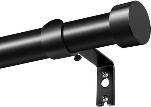 KAMANINA Black Curtain Rod 32 to 144 Inch, Heavy Duty 1 Inch Curtain Rods for Windows Long Adjustable Window Treatment Rods for Bedroom Living Room, Modern Design, Easy Installation