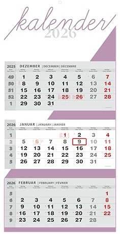 JAROGRAF Kalender 2025 väggkalender 3-månaders kalender väggplanerare tremånadskalender (lila)