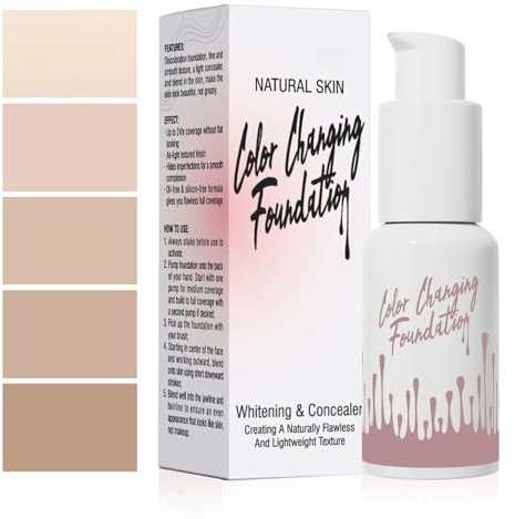 Foundation Color Changing Foundation Make up Color Changing Foundation Farbwechselnde Foundation Wasserfeste Concealer-Foundation für Gleichmäßigen Hautton und Strahlkraft (30ml)