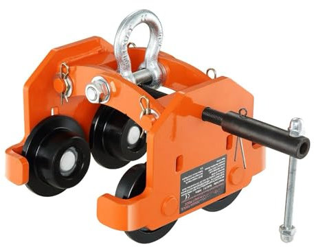 TRSGD Manuelle Laufkatze, Tragkraft 2000 kg, Doppelräder, einstellbar für I-Träger-Flanschbreite 7,1 bis 16 cm, Hochleistungs-Garagenhebezeug aus legiertem Stahl, gerader, gebogener I-Träger