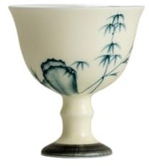 EINES Tea Mug Ceramic High Foot Cup Home Beige Tea Cup Retro Tea Cup Office Coffee Cup Reusable Tea Cups