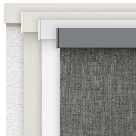 AOSKY Linen Roller Blinds Shades for Indoor Windows Pull Down Cordless Blackout Black Out Window Shade 20 Inch Blinds for Home Dark Grey | Black Out Free-Stop Shade with Valance, Thermal Insulated & UV Protection Fabric, Pull Down Window blinds for Indoor Bedroom