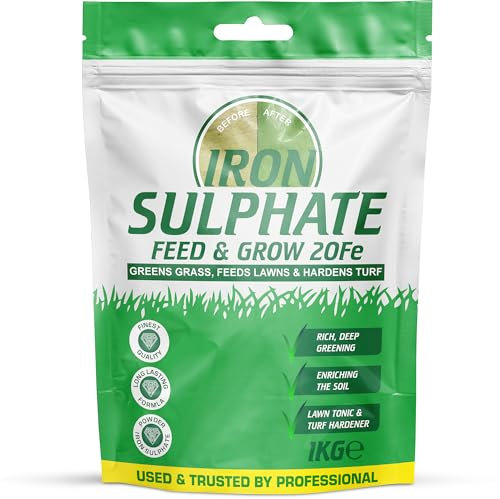 Iron Sulphate Powder Concentrate Pure Lawn Tonic Fertiliser Grass Greener Ferrous Sulphate of Iron Lawn Conditioner and Turf Hardener Dry Powder Soluble in Water by Pure Source Nutrition (1kg)
