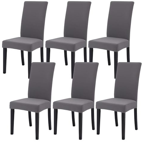 FRKOKRFA Juego de 6 fundas elásticas para silla de comedor, extraíbles y lavables, modernas fundas elásticas para casa, hotel, banquetes, fiestas y bodas (gris)