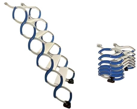 Sistema di discesa della scala retrattile per soffitta, scale telescopiche per soffitta con pedali, scala pieghevole da parete per soffitta, per uso interno ed esterno(6 steps (1.5m))