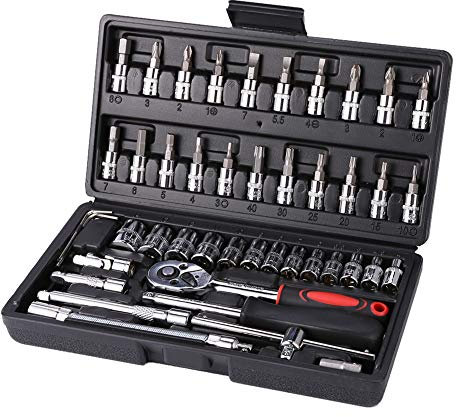 1/4 pulgada de ajuste de llave de llave, parcialmente configurado de broca de enchufe con varillas de extensión flexibles, trinquetes y ajuste de llave de zócalo, pistola de taller